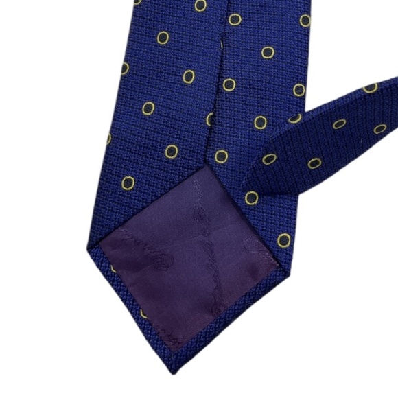 TURNBULL & ASSER Blue Geometric Silk LUXURY Tie HANDMADE ENGLAND - Picture 4 of 4